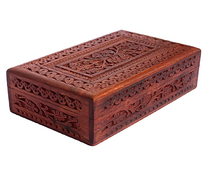 wooden engraved design handcrafted jewelry box