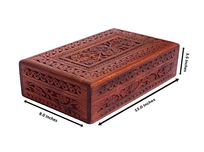 wooden engraved design handcrafted jewelry box