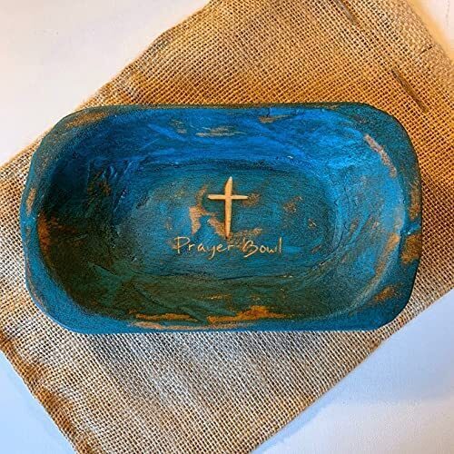 Handcrafted Small Mini Prayer Bowl Dough Bowl , Turquoise wood distressed Prayer Bowl | Perfect and trendy candle dough bowl