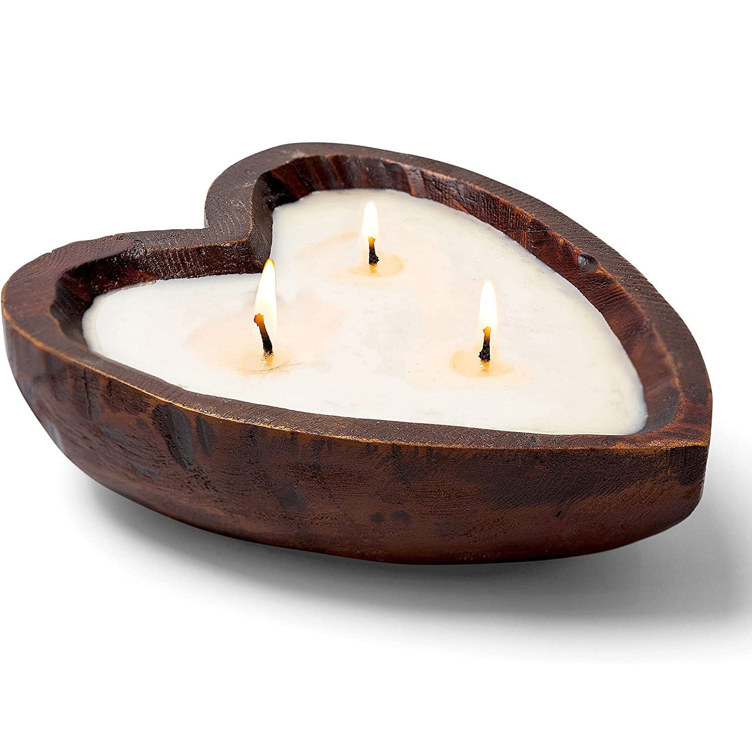 MWC-06 Heart Dough Bowl Candle | Heart Candles: Three Wick Candle in Heart Shaped Candle | White Hearts Dough Bowl Candles
