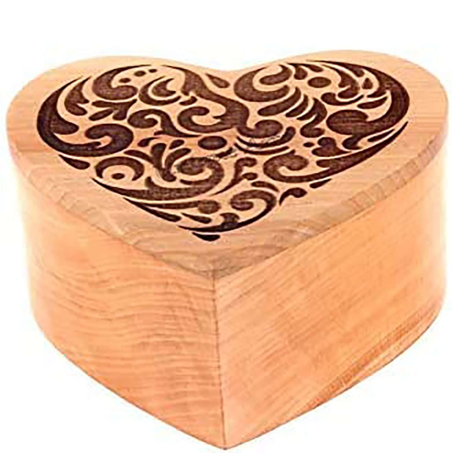 Unique Wood Heart Shaped Cremation Urn Box for Human Ashes Engraving | Handcrafted Wooden Box for urn | Wood Urn Box manufacturer & supplier