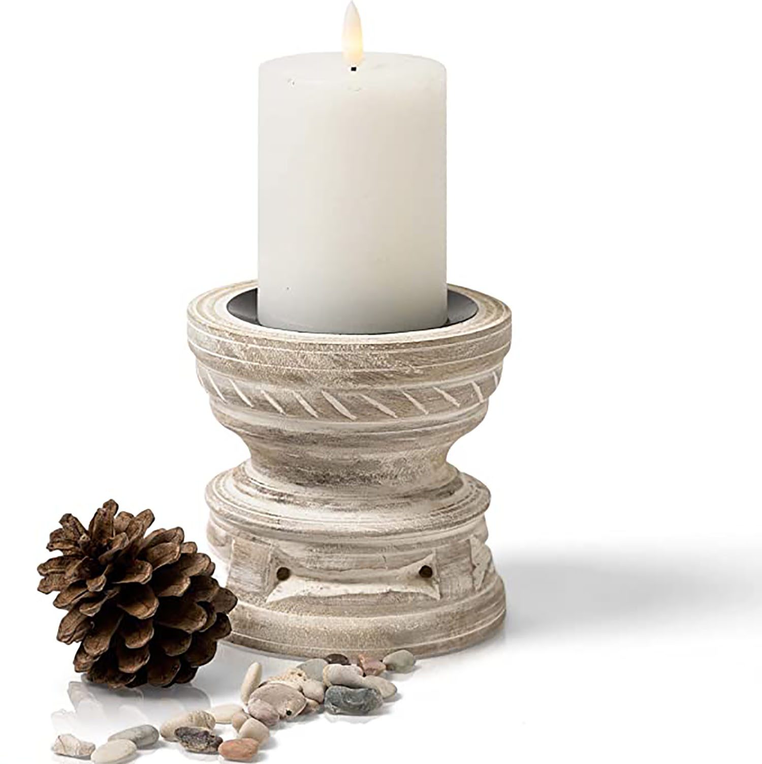 Handmade Gorgeous Wooden Candle Holder | White Hand carved Candle Stand | home décor wholesale