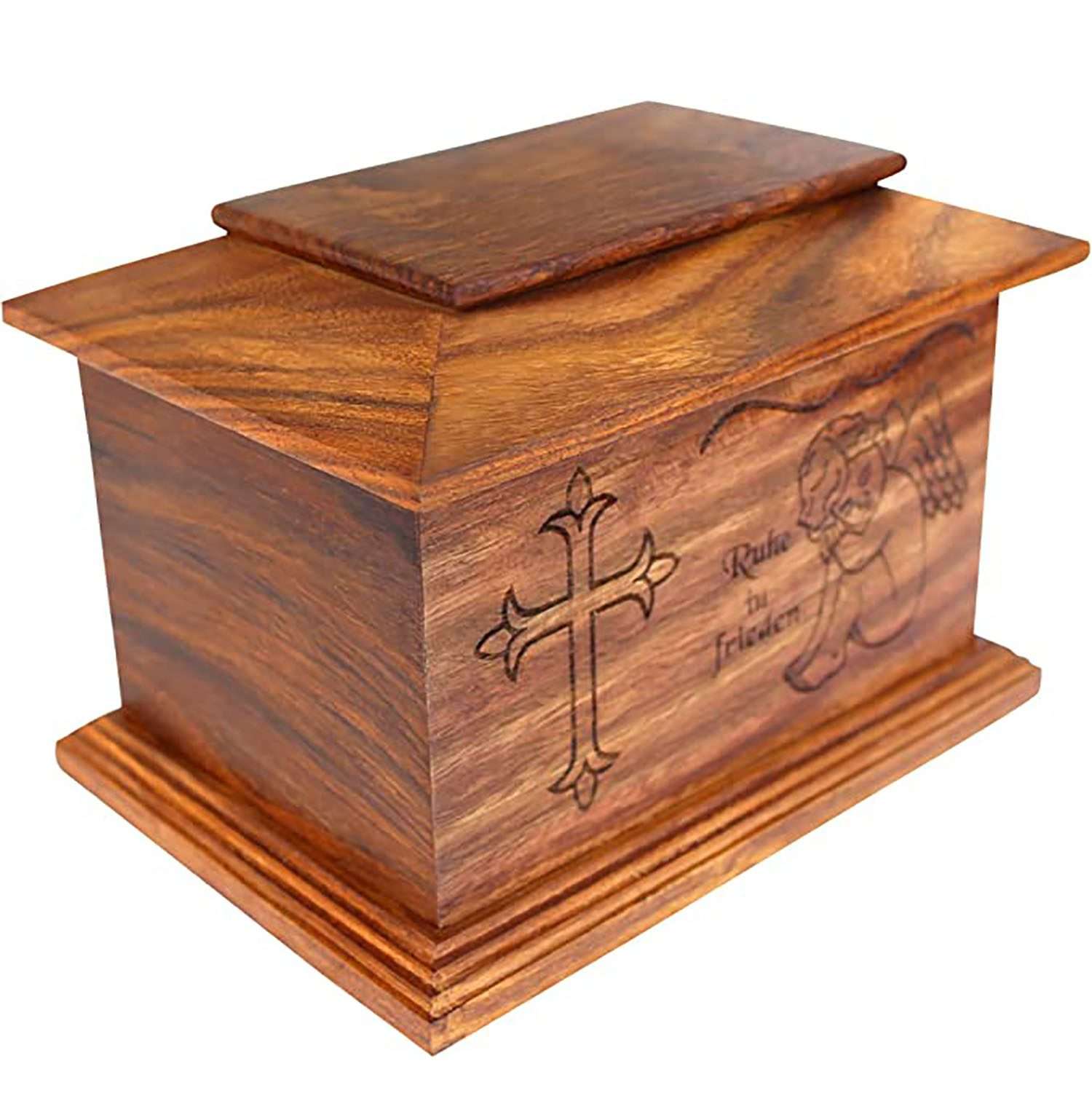 Beautiful Carved Cross Urn Box for human Ashes | Cremation Urn’s with Angels Design