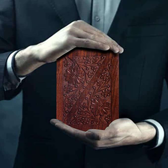 Hand carved Keepsake Wooden Urn Box | Cremation Urn Box for Human Ashes | Wood Urn Box manufacturer & supplier