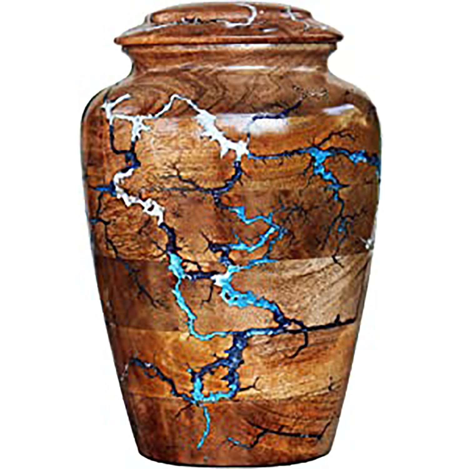 Wooden Burning Urn For Human Ashes| Thunder Storm Design Cremation Urn for Ashes
