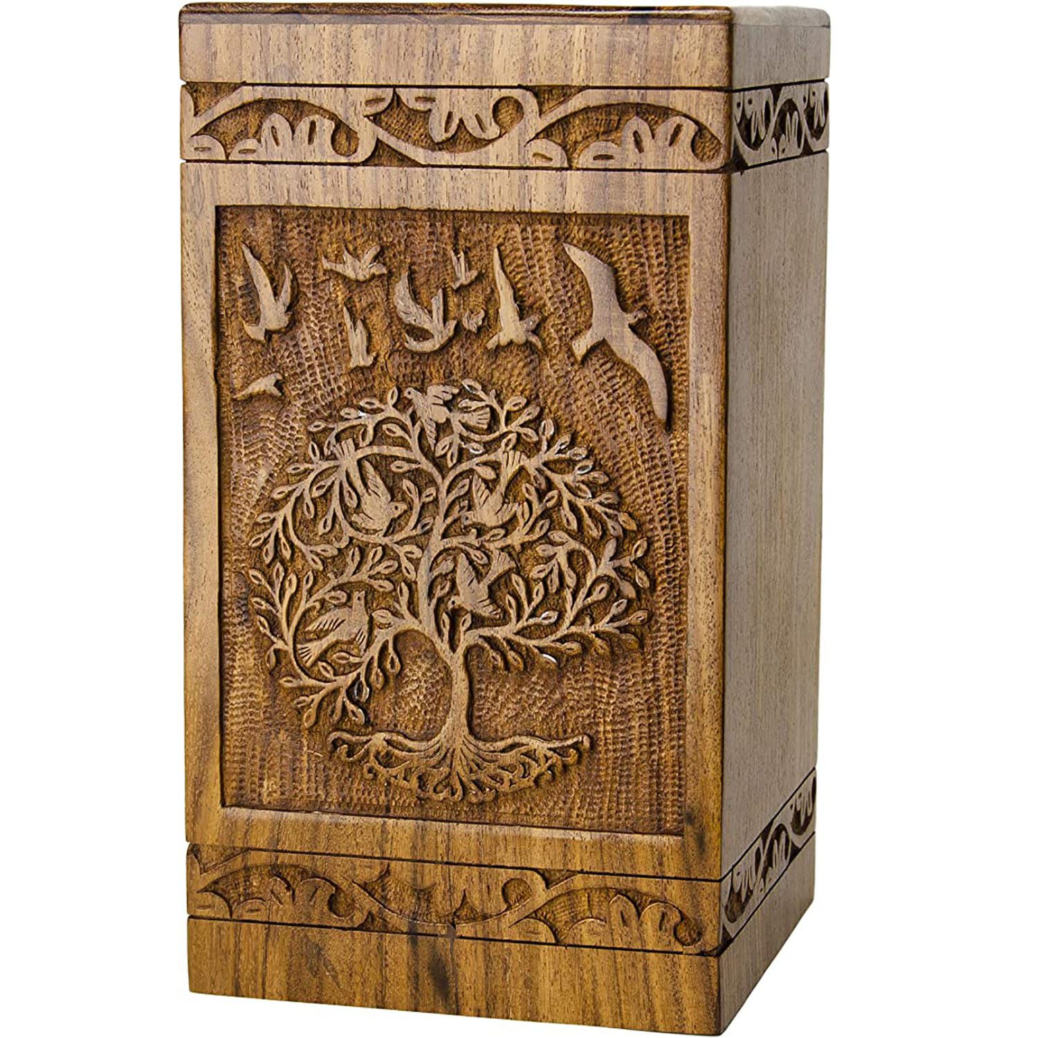 Wooden Urn Box | Hand carved Urn Wooden Box | Premium Wooden Box for Human ashes | Wood Urn Box manufacturer & supplier
