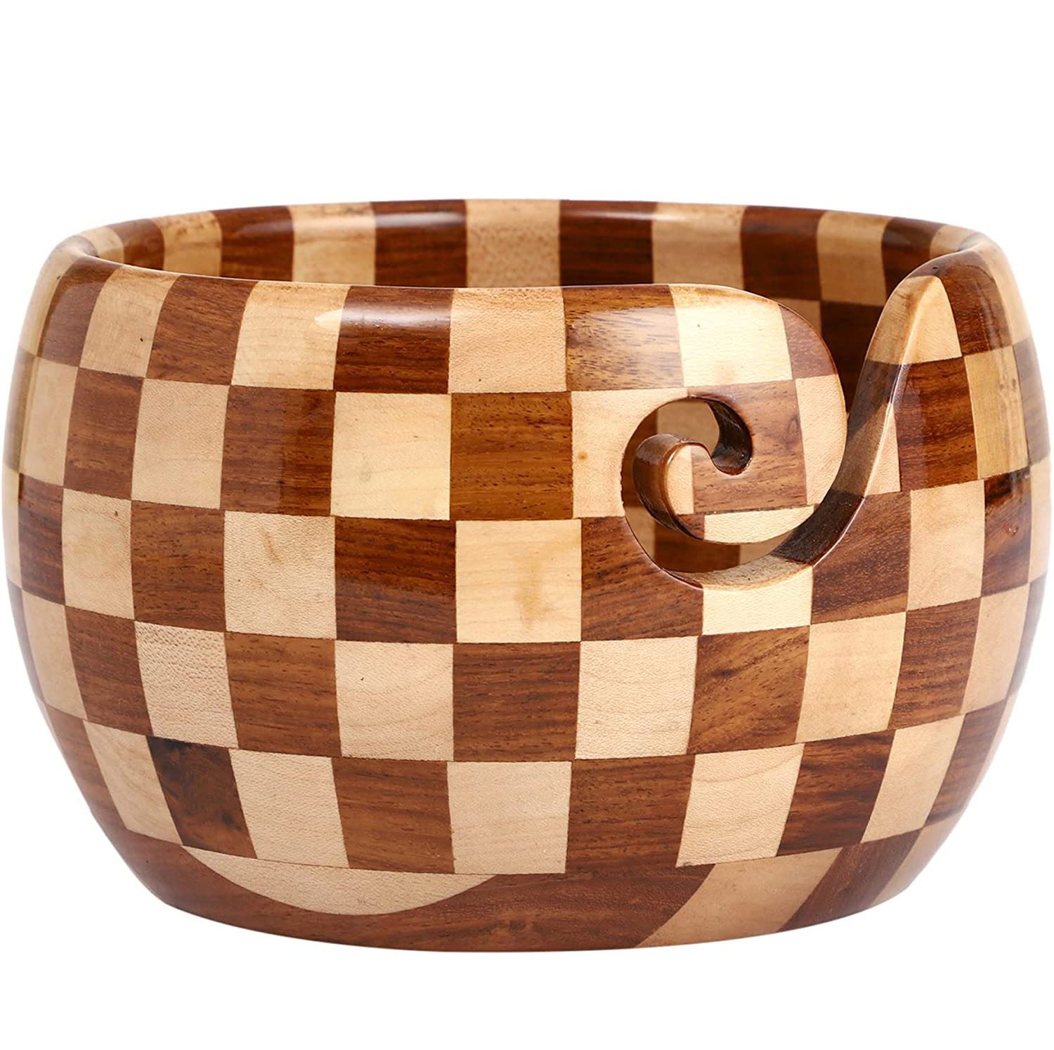 Natural Handcrafted Yarn Bowl for Knitting | Premium Wood Bowl for Yarn with Gorgeous Pattern | Knitting & Crochet Accessories , Home decor ideas