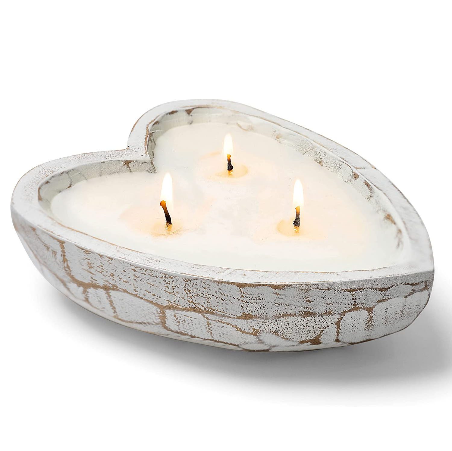 MWC-03 New Home Gifts for Home, All Natural Wooden Boat Spa Crystal Candle, Organic Wood Dough Bowl Candle