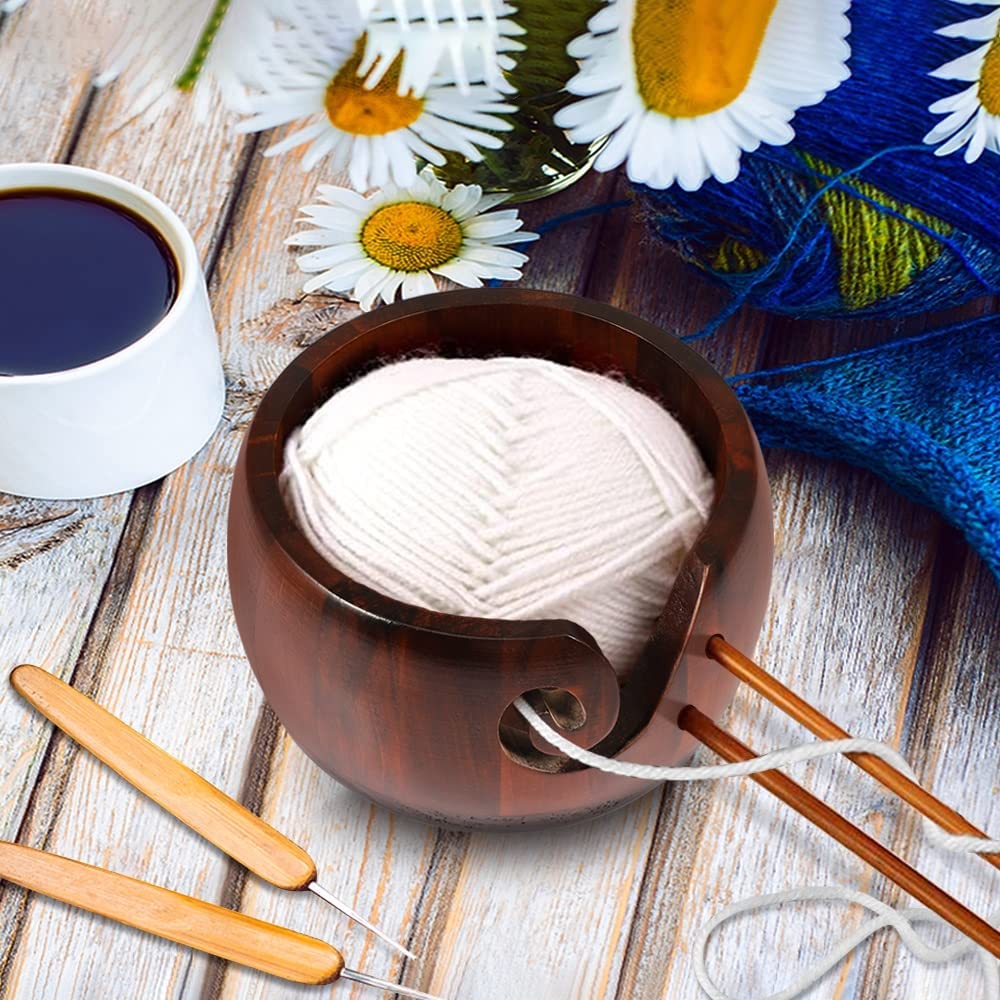 Handcraft Knitting Bowl | Wood Yarn Bowl | Knitting & Crocheting Accessories