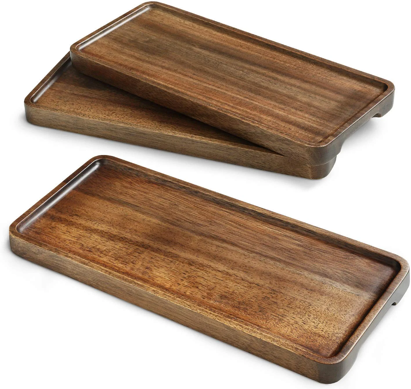 Handcrafted Wooden Serving Platters Set of 3| Natural Wood Trays