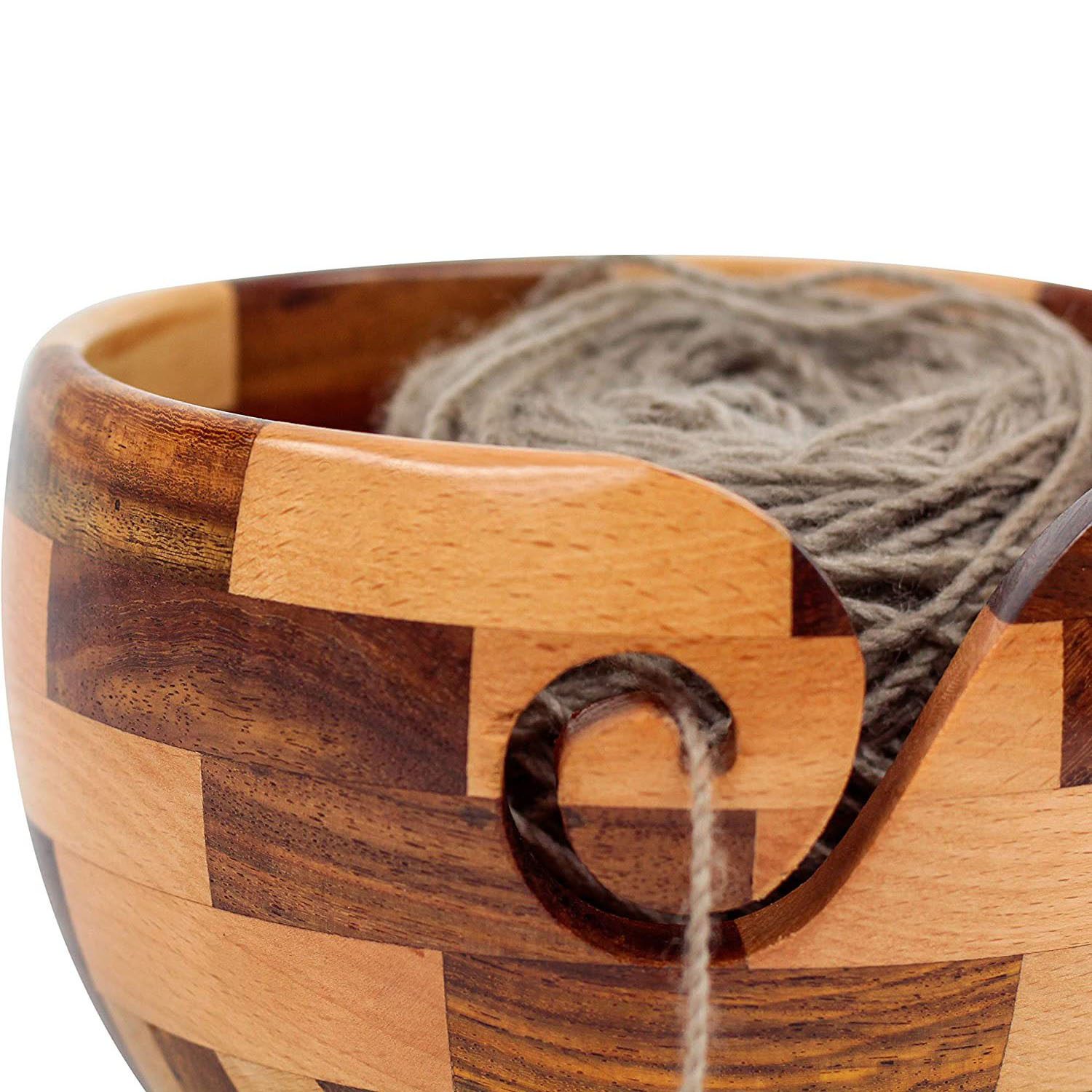 Premium Yarn Storage Bowl | Handcrafted Wood Yarn Bowl | Knitting and Crochet Accessories