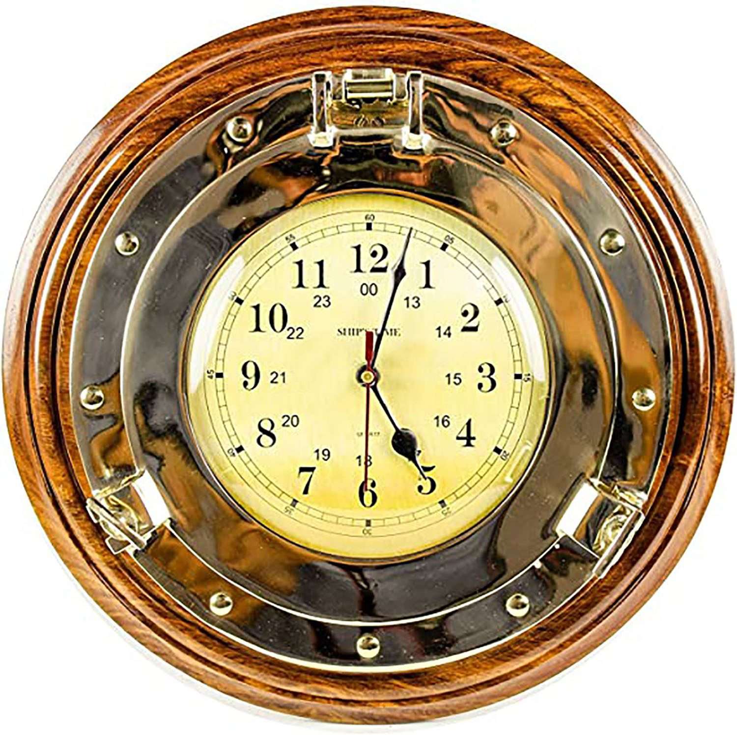 Solid Brass Nautical Wall Clock on Premium Rosewood Base | Unique & Nautical Wall Clock