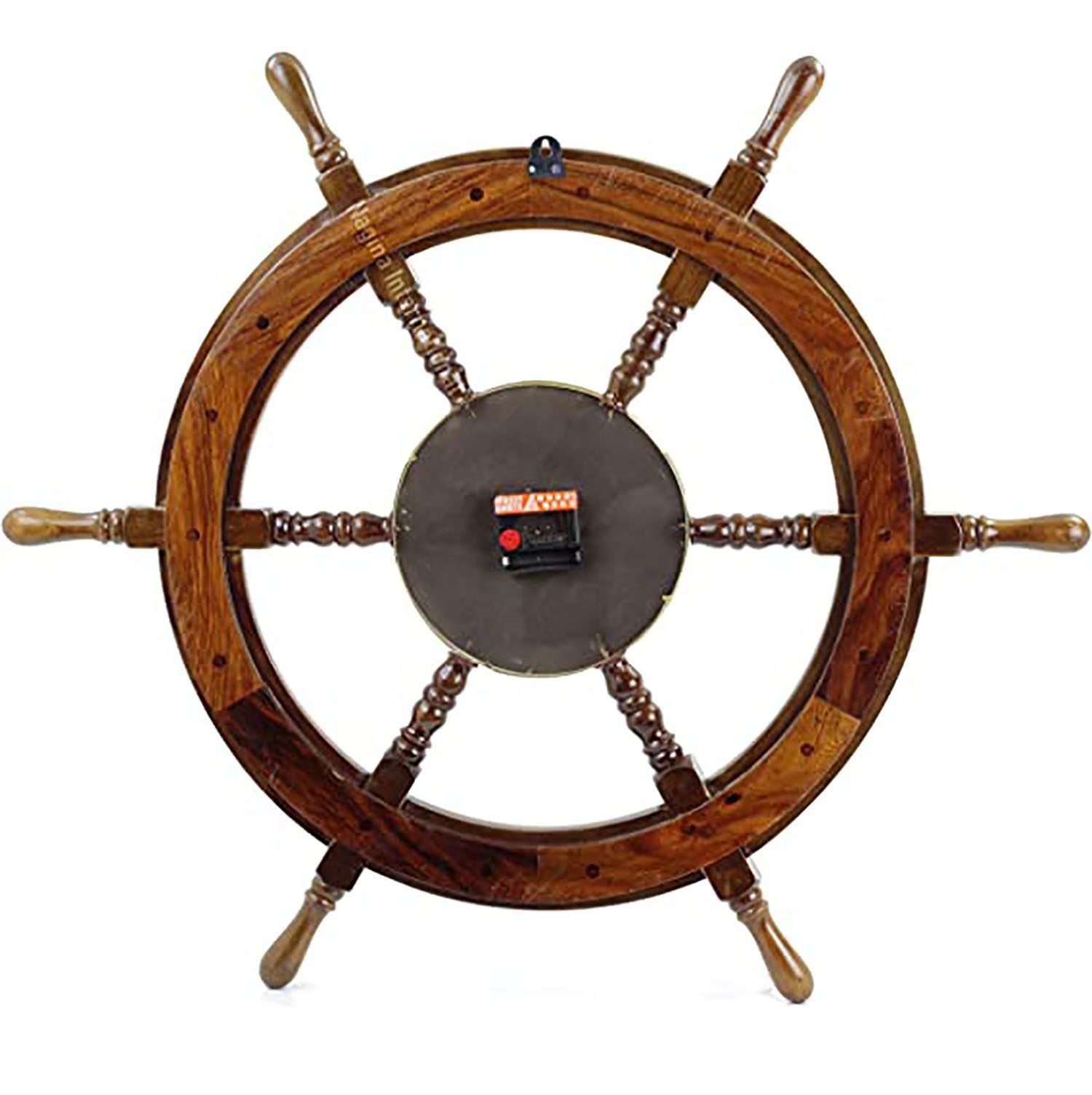 Handcrafted Wooden Ship Wheel with 8″ Clock | Vintage Wall Clock