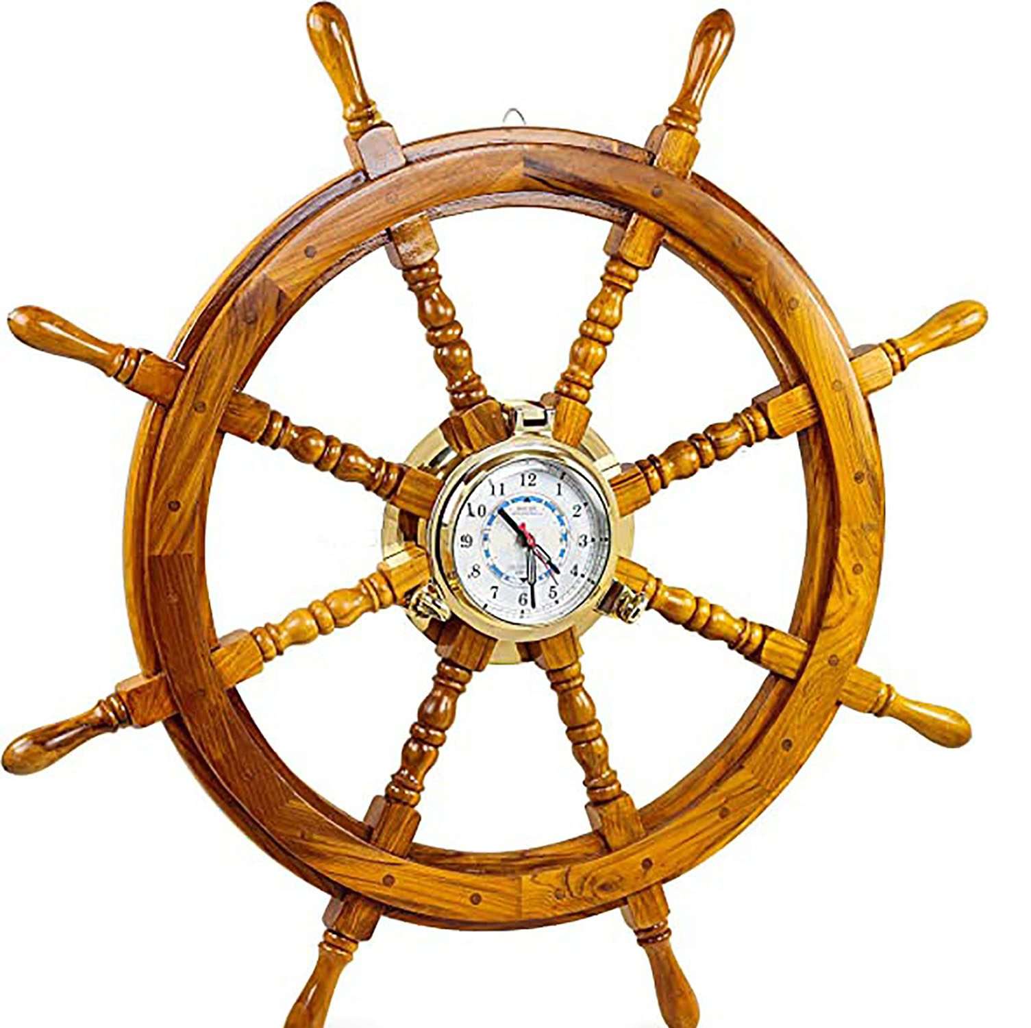 Handcrafted Wooden Nautical Captain Ship Wheel’s with Brass Clock- Home décor gift