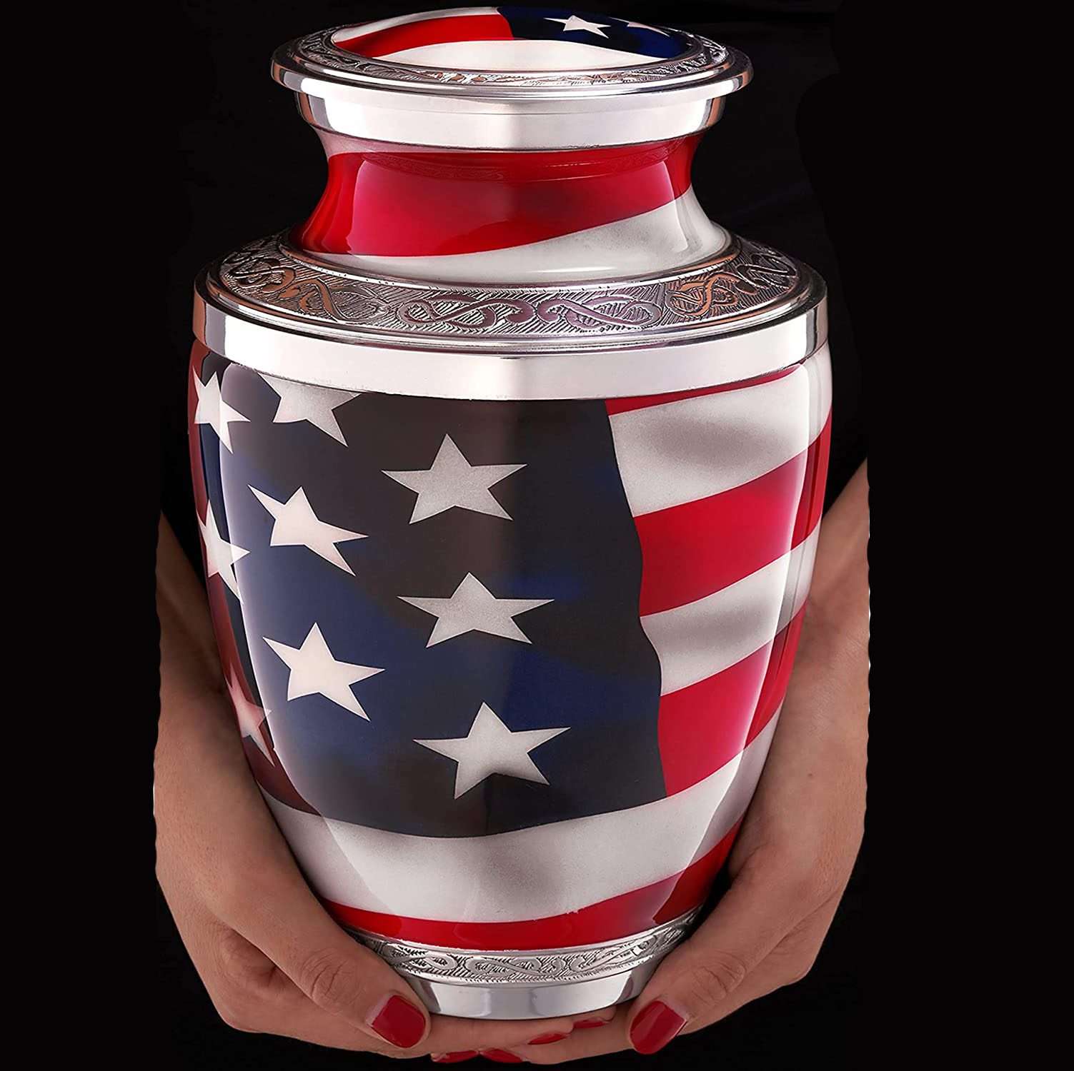 American Flag Veteran Cremation Urn Vase | Handcrafted Royal Urn