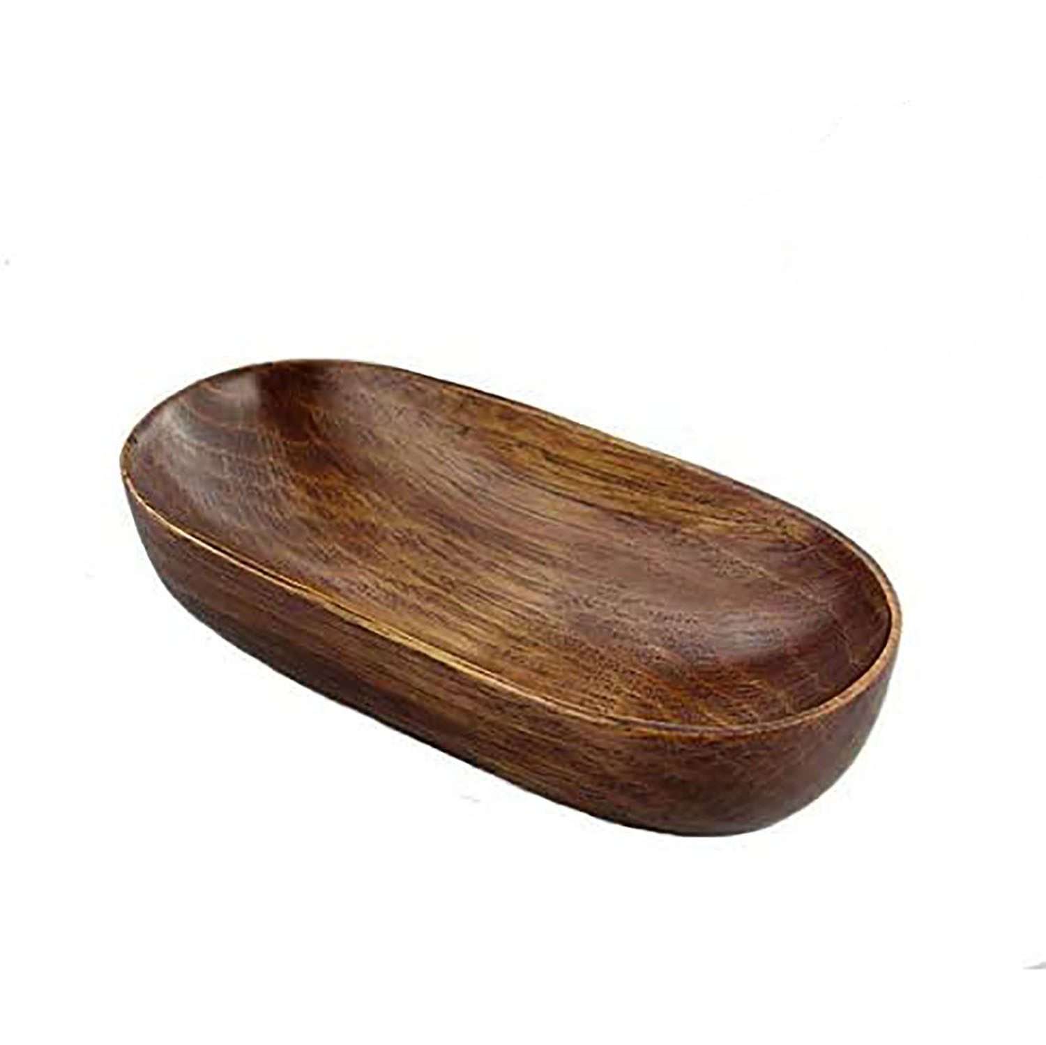 Boat Shape Wooden Candle Bowl Tray Small Wooden Bowls For Candle Catchall Storage