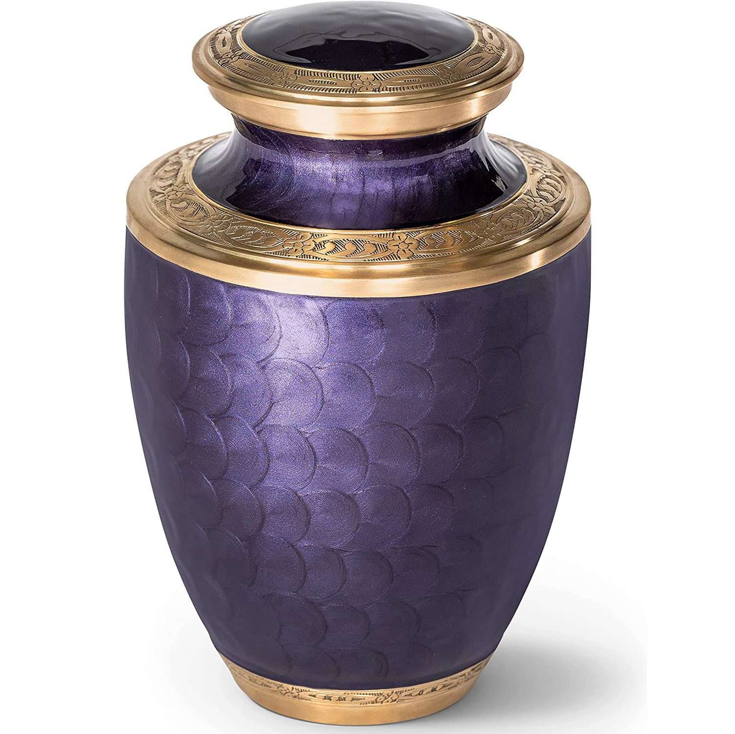 Cremation Urn for Adults | Purple and golden Hand carved Urn for Ashes