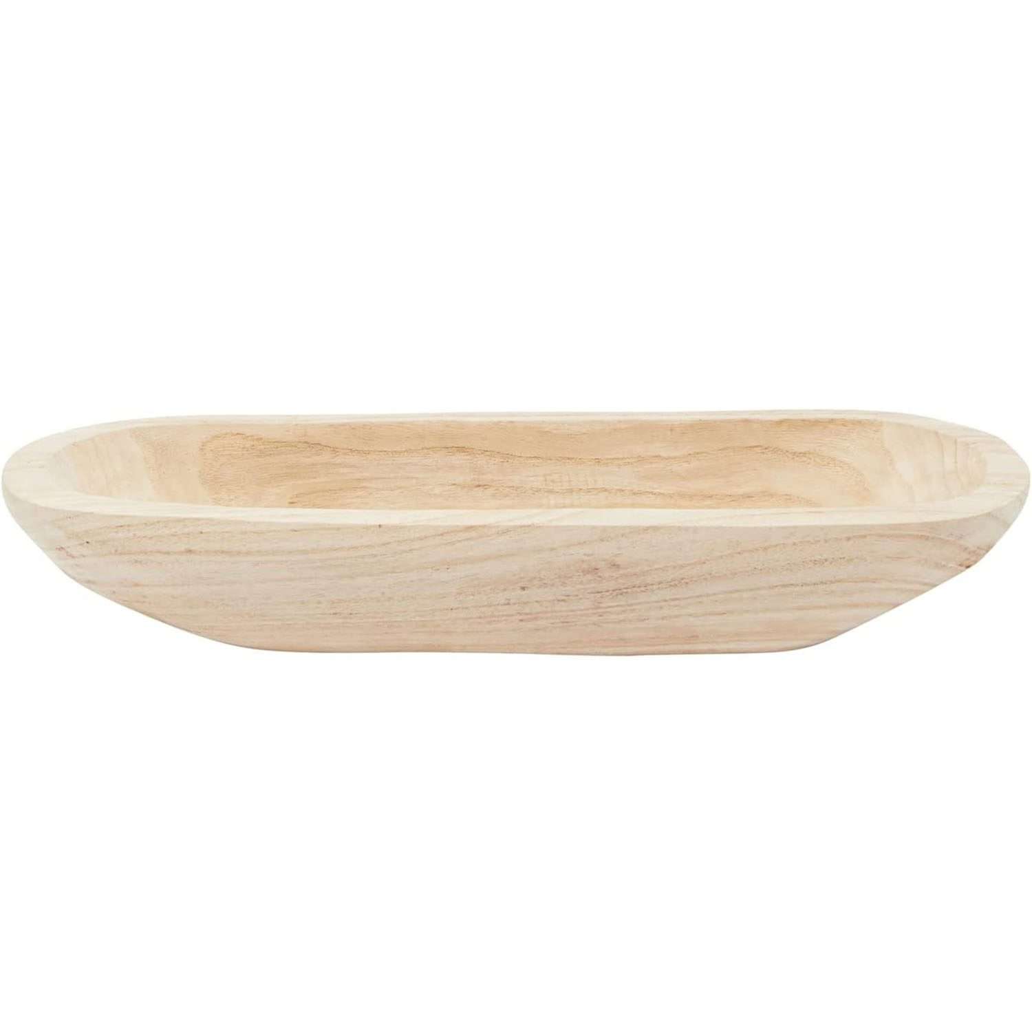 Handmade Wooden Dough Bowls for Decor, Oval Paulownia Wood Centerpiece (17  x 6 x 3 In)