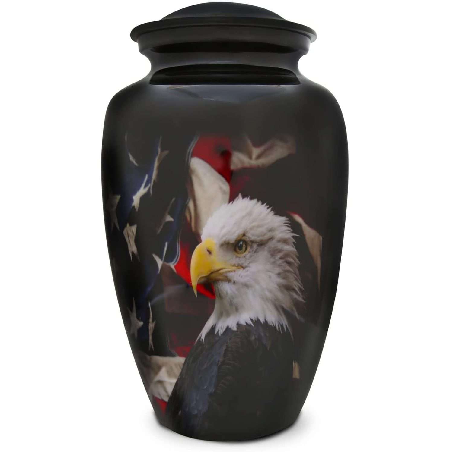 Patriotic Hearts Eagle Cremation Urn | American Flag Urn for Human Ashes