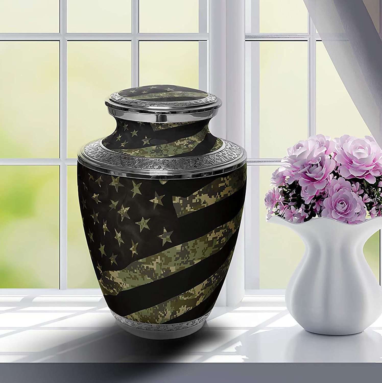 Camouflage Patter Cremation Urn | Large Military Cremation Urn
