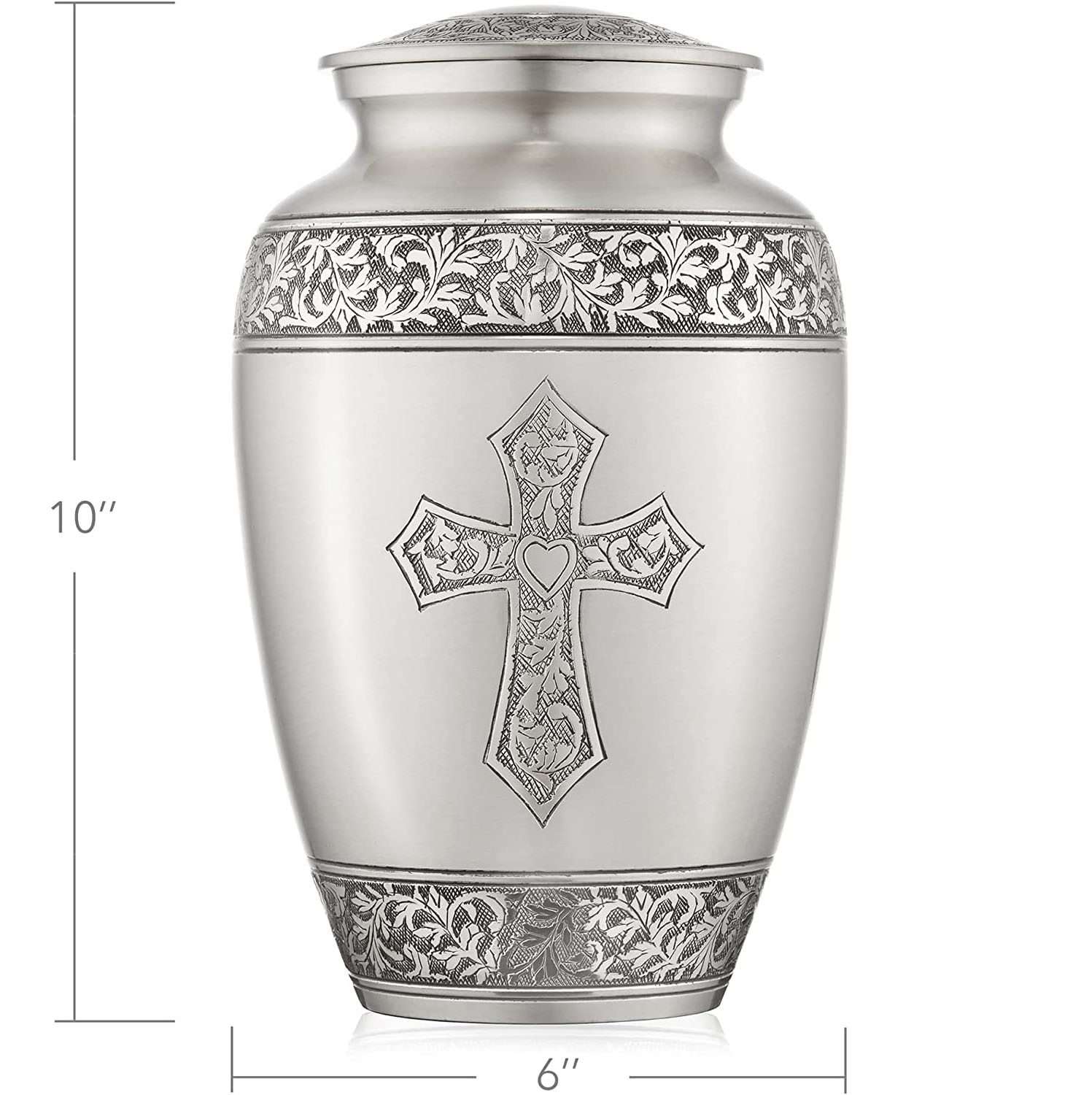 Adult Cremation Memorial Urn for Human Ashes | Large Cross Brass Urn