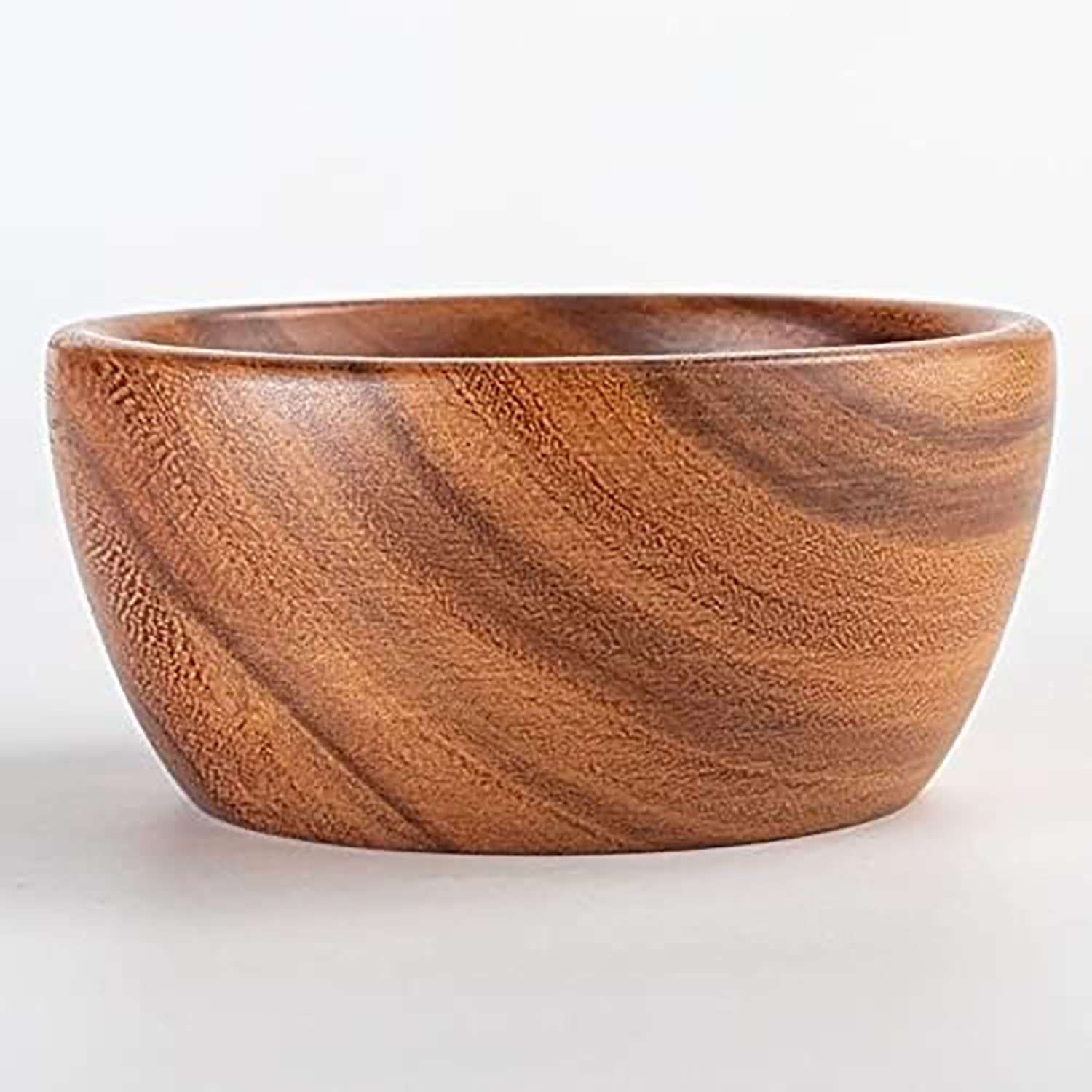 Acacia Wooden Salad Bowls (Set of 2)| Individual Wood Serving Bowls for Fruits, Cereal, or Soup