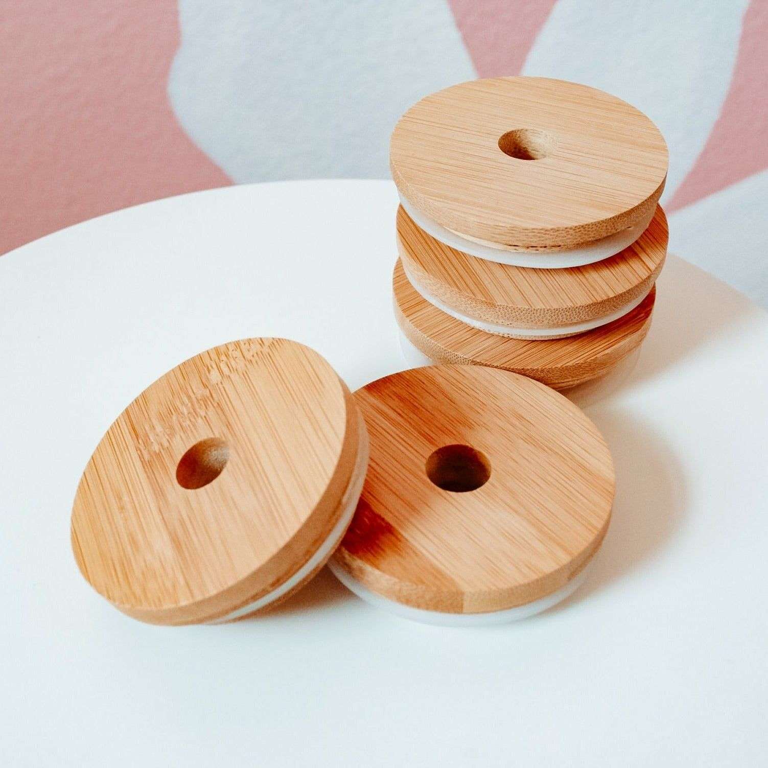 Handcrafted Wooden Lid with Straw Hole | Wood Lids for Jars