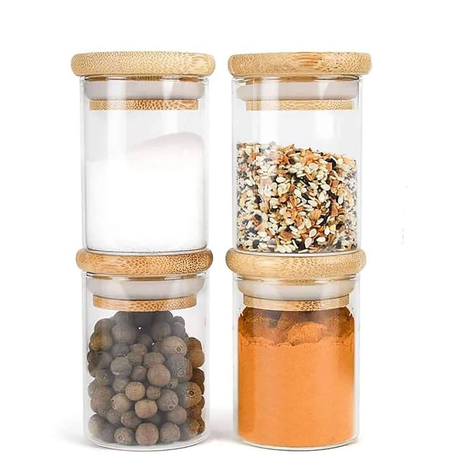 Glass Storage Jar with Beautiful Carved Wooden Lid | Wood lid jars
