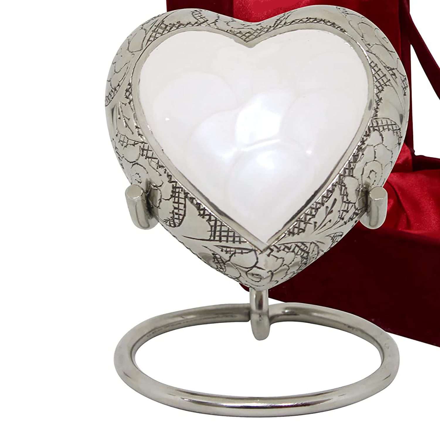 White Heart Keepsake Urn | Handcrafted Small White Keepsake for Ashes