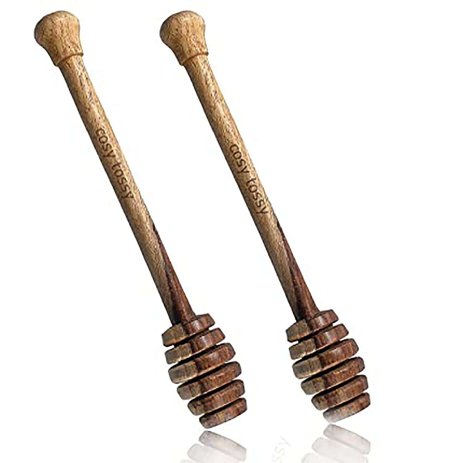 Long Handcrafted Wooden Honey Dipper Stick – Pack of 2 | Natural Look