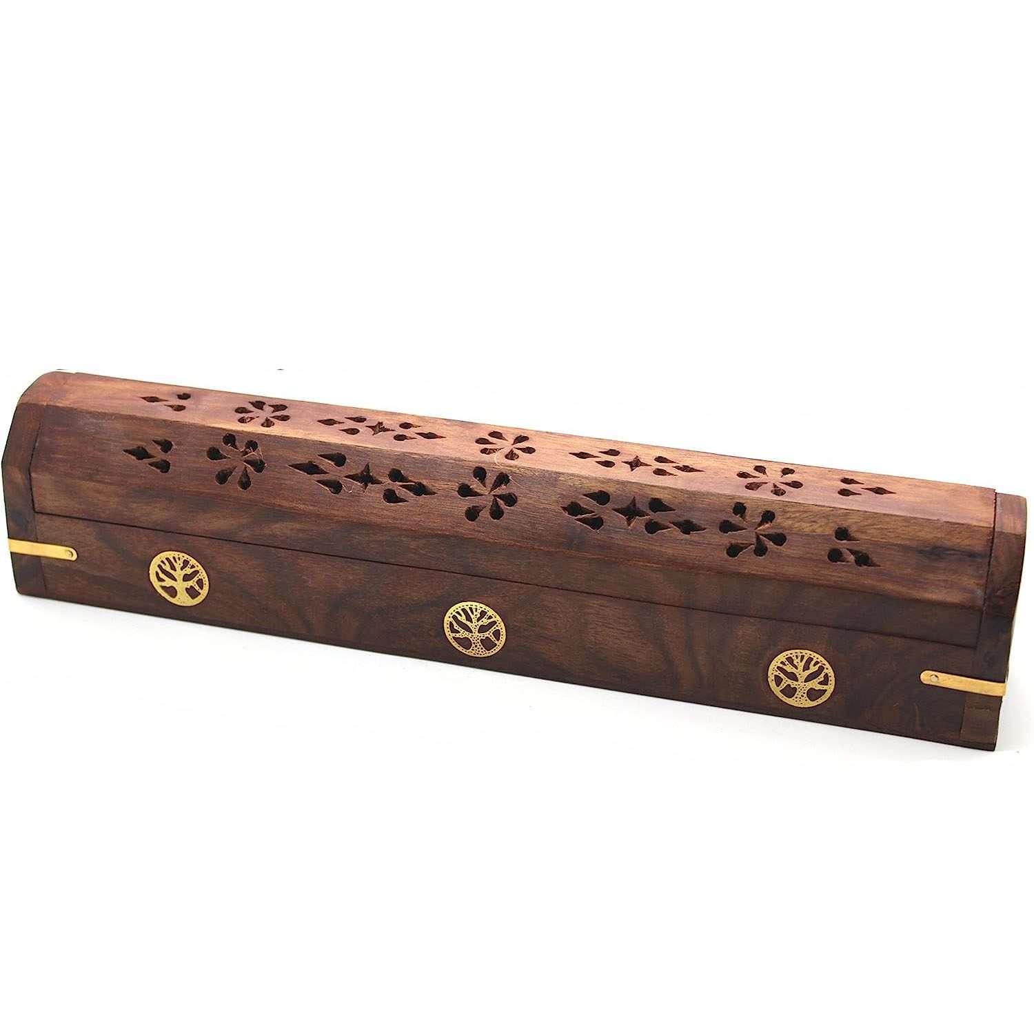 Wooden Coffin Incense Burner | Tree of Life | Storage Compartment