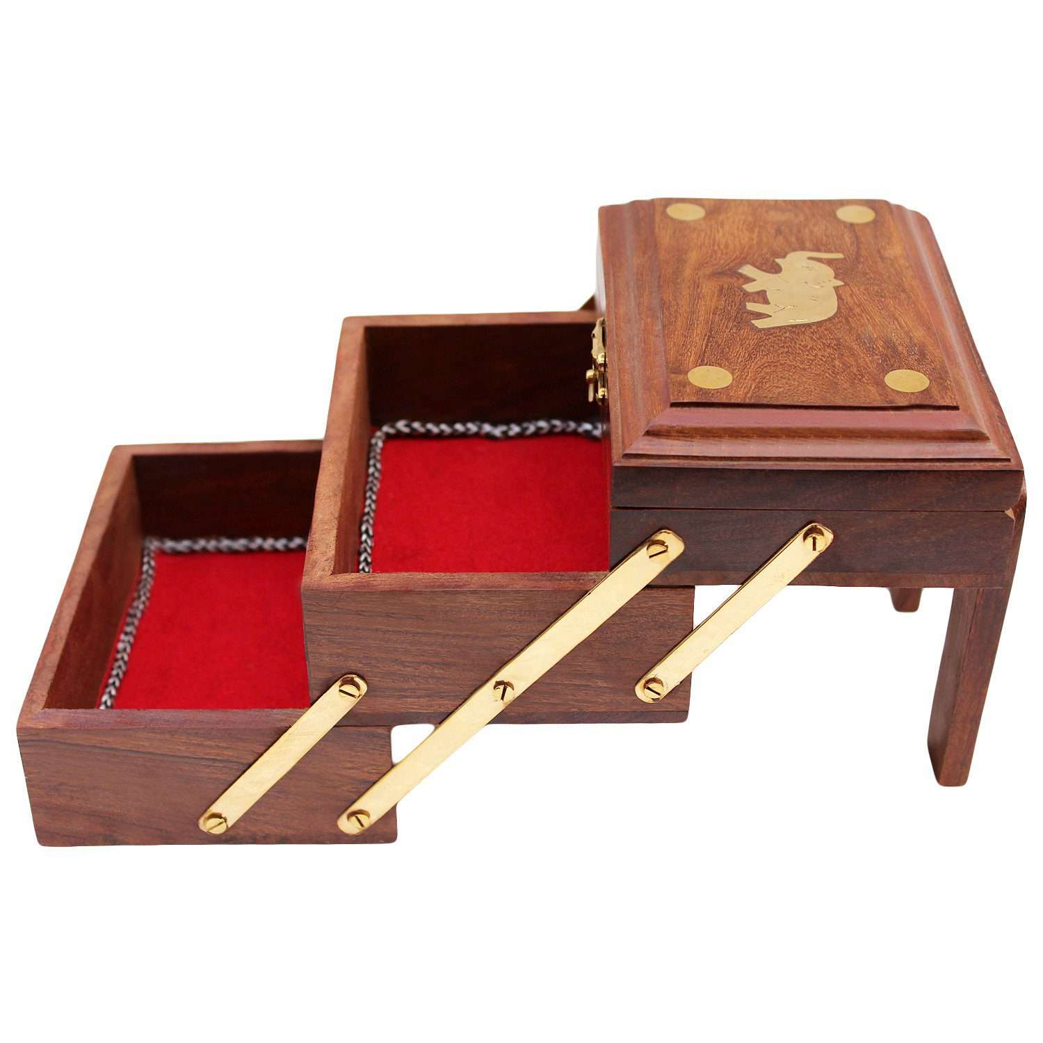 Handmade Wooden Jewellery Box for Women Jewel Organizer | Elephant Charm | Gift Items
