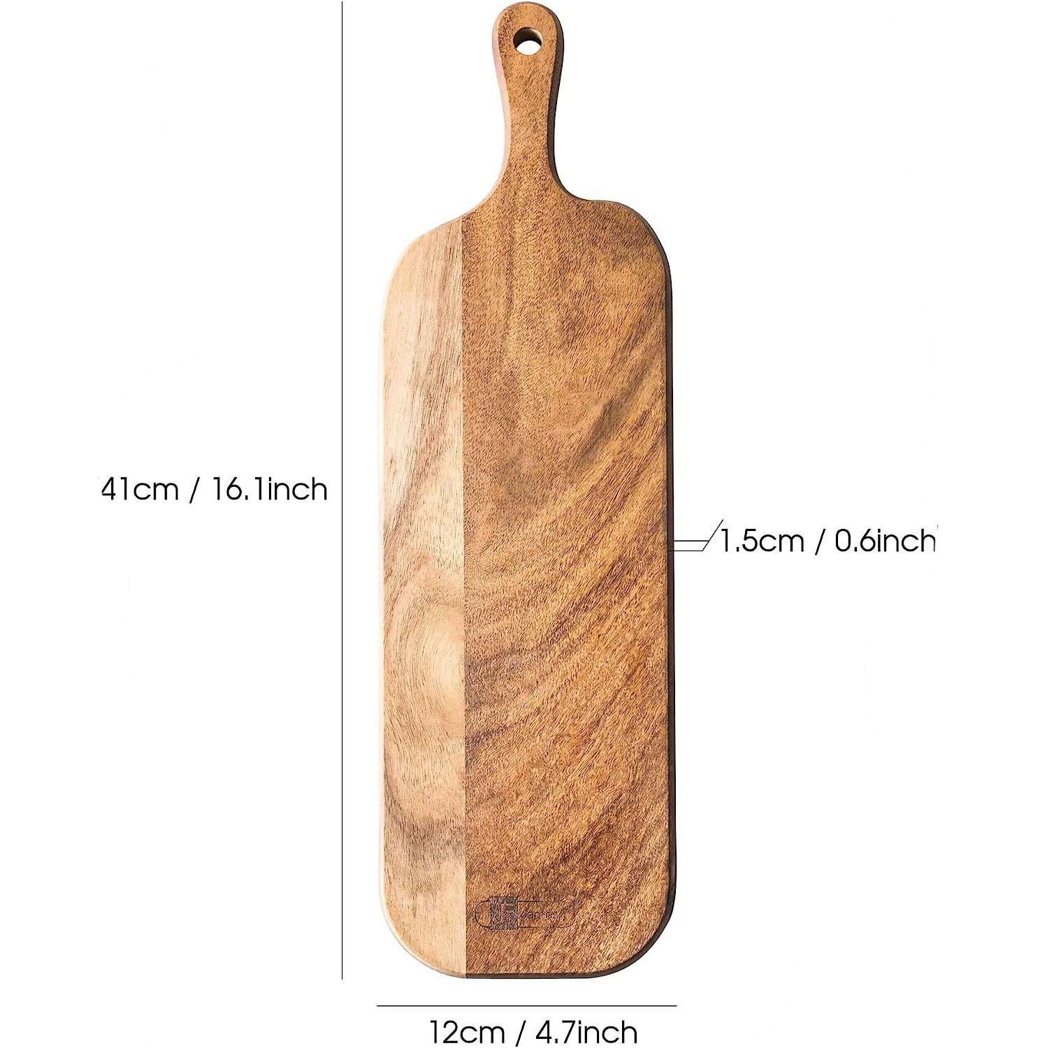 Wood Cutting Board with Handle | Long Acacia Serving Board | Wooden Cheese Board | Charcuterie Boards | Wood Board for Food, Bread Fruit