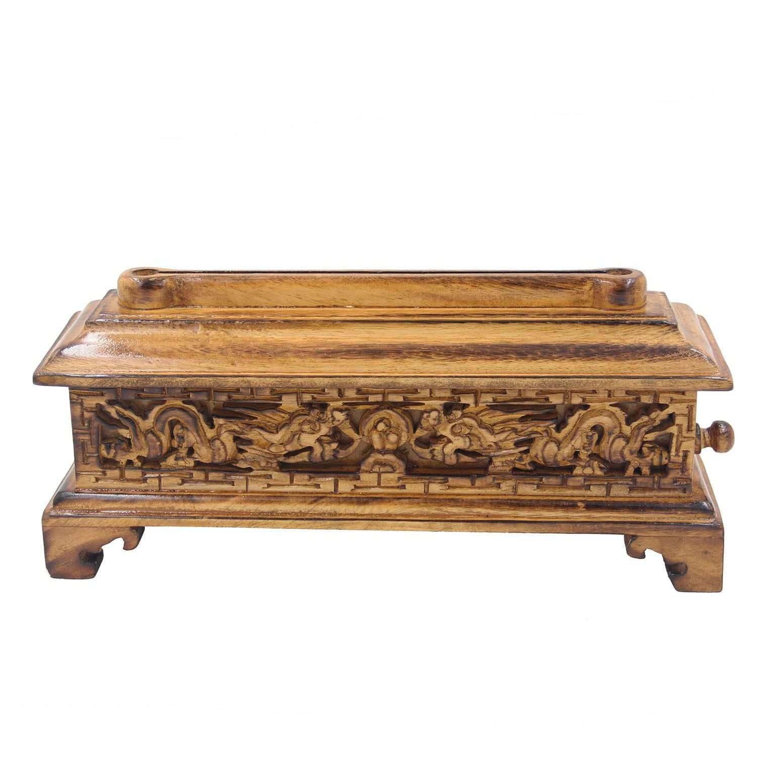 Hand Crafted Tibetan Buddhist Temple | Solid Wooden Incense Burner with Storage (Large)
