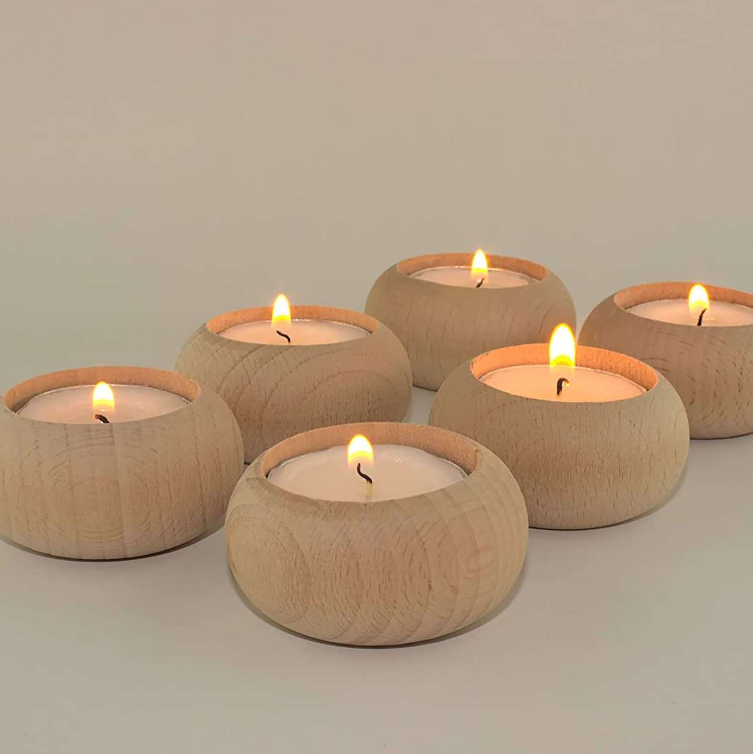 Wooden Candle Holders for votives and Tea Lights Candles | Set of 6 | Dining and Wedding Table centerpieces for Receptions or Home Decor |