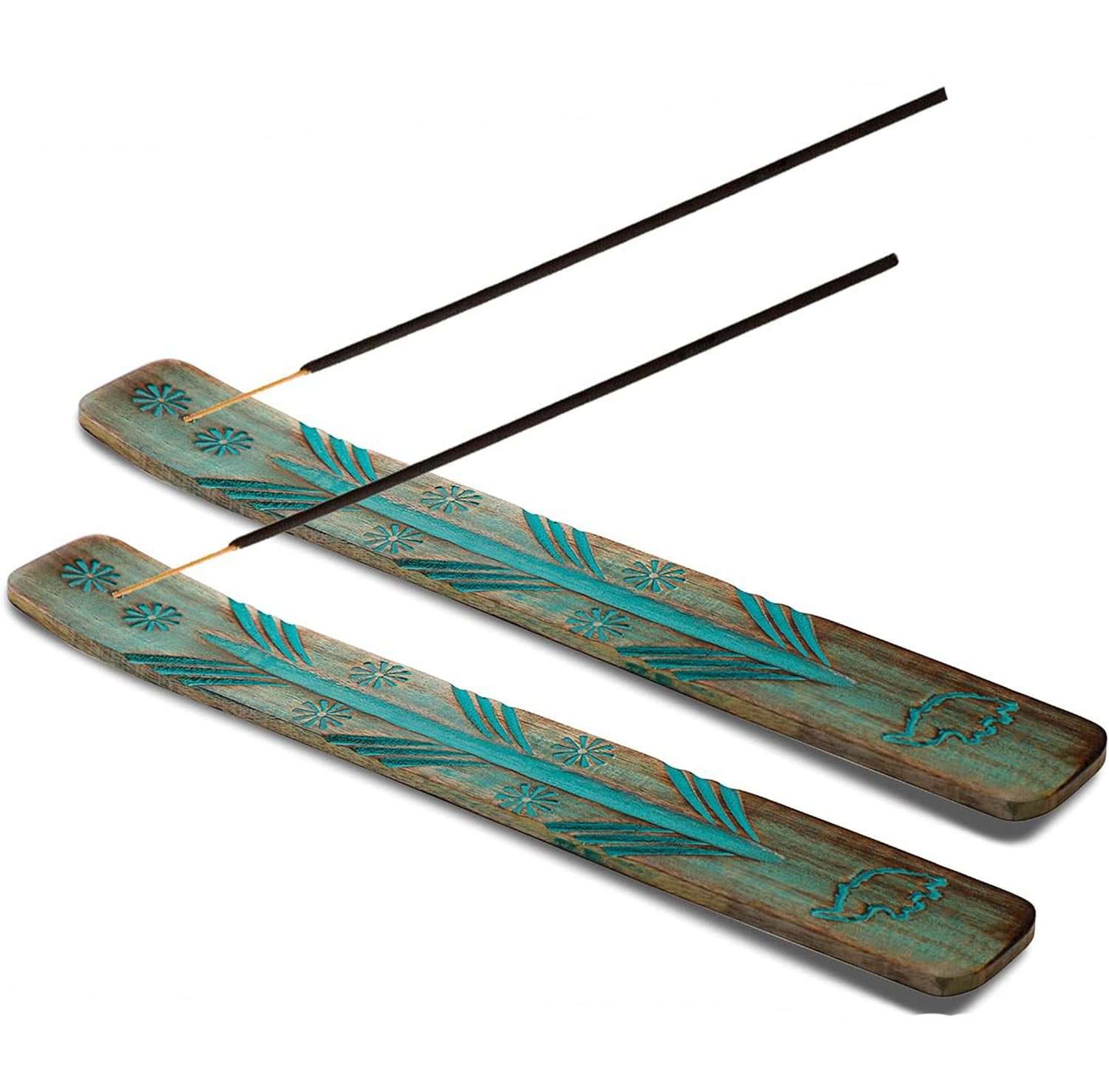Wooden Incense Stick Holder | Handmade Incense Stick burner | painted by Artisans | For -Meditation, Yoga | Ornamental piece for Home, Office Decor | Pack of 2