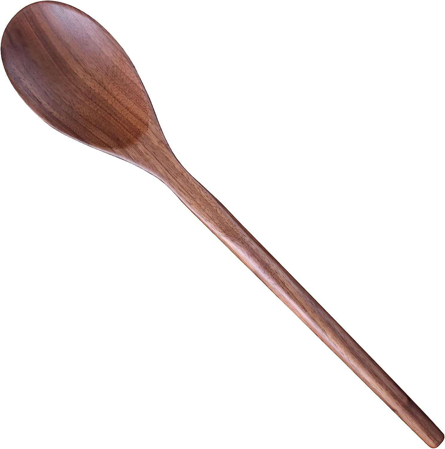 Wooden Spoon for Cooking | Walnut Wood Mixing Spoon for Soup Stirring | Nonstick Kitchen Serving Spoons | Scooper Utensil with Long Comfortable Handle | Smooth Finish Tableware