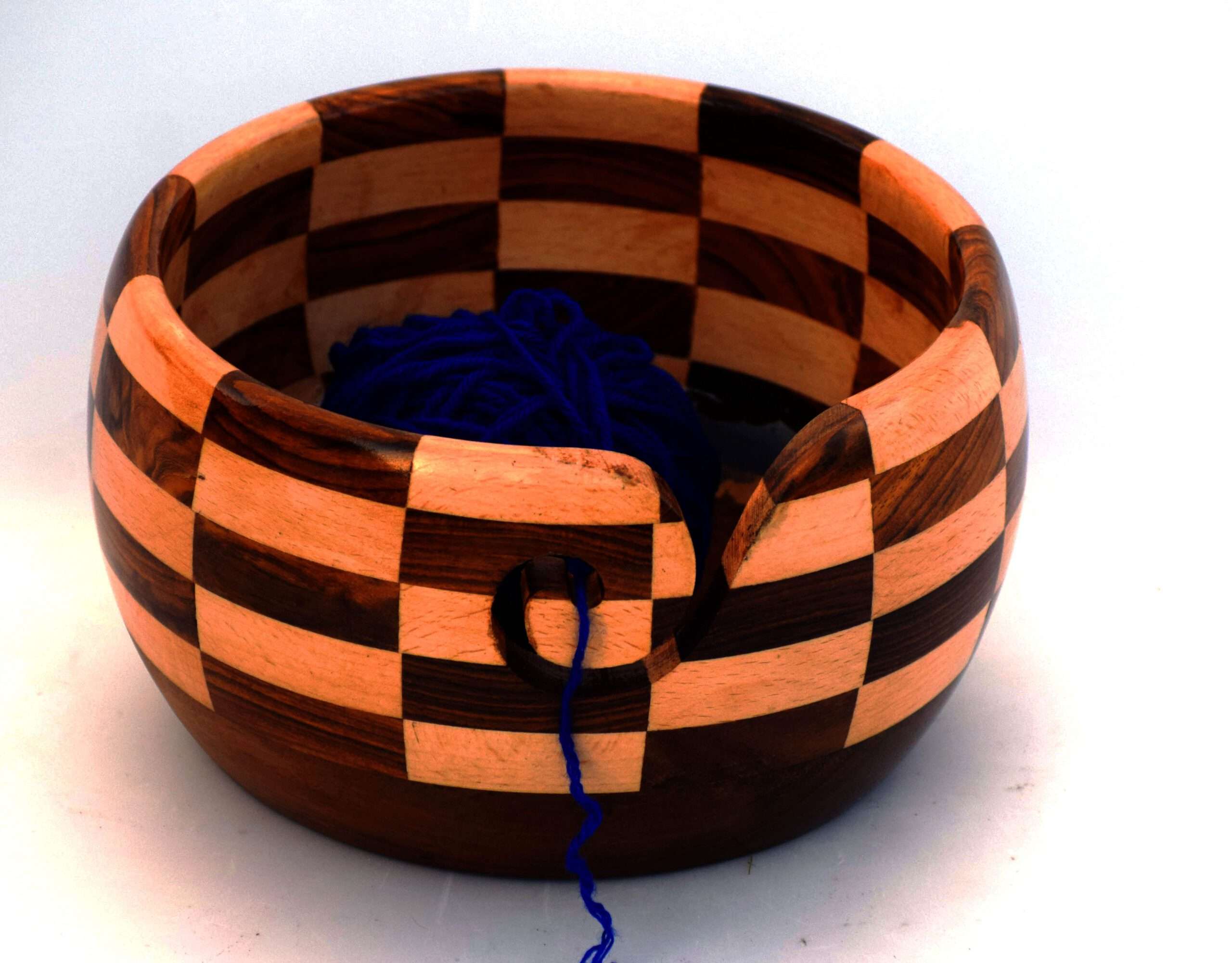 Wooden Yarn Bowl | Handcrafted Knitting Crochet Holder with Spiral Yarn Dispensor | Knitting & Crochet Accessories